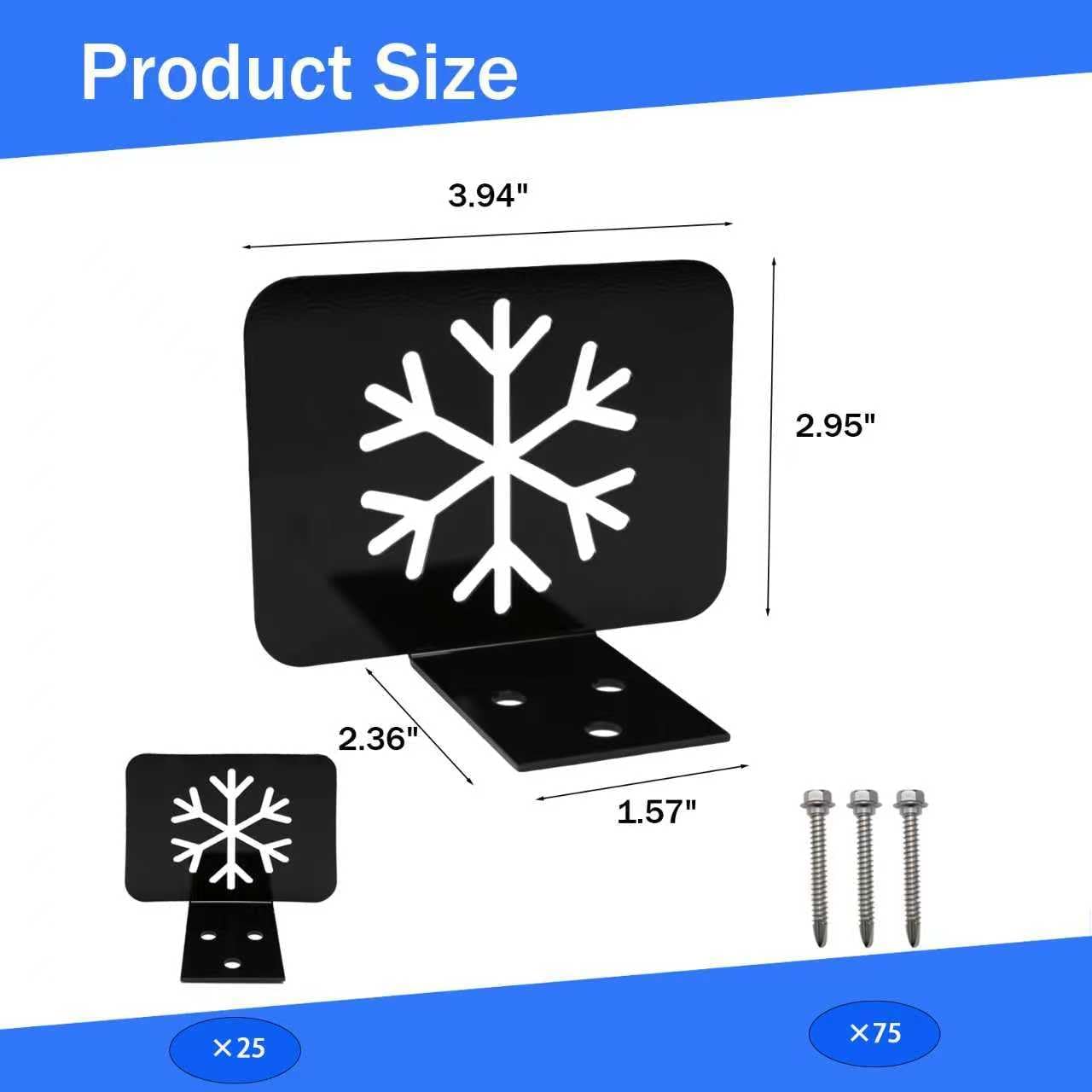 25 PCS Snow Guards for Metal Roofs, Black Metal Roof Guards with Screws, Prevent Sliding Ice Snow Stop Buildup