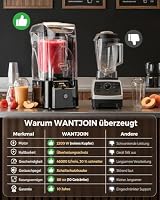 WantJoin Kommerzieller Mixer mit Schallschutzhaube 2.2L Leise Professioneller Smoothiemaker 2200W Hochleistungsmixer Gewerbe-Standmixer für Eiszerkleinerung, Gefrorene Desserts, Suppen und Fisch – Ansicht 7