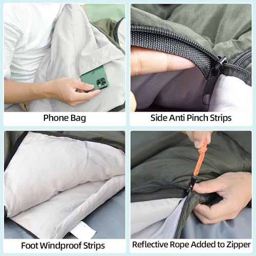 Sleeping Bags for Adults,Camping Sleeping Bags for Kids,All Seasons Backpacking Camping Sleeping Bag for Couples Outdoor Car Family Travelling - Lightweight & Waterproof (Brown, M)
