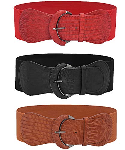 3 pieces of women's wide belts, waist belts, leather elastic belts, ladies dresses, decorative belt hooks