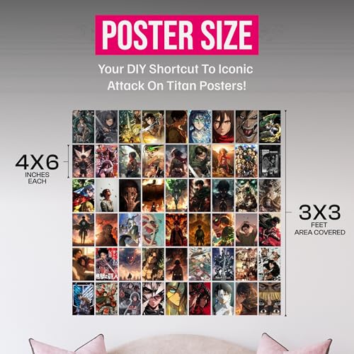 Image of Attack on Titan Poster Collage Set of 54 (4x6 Inch) - Wall Art Featuring Eren, Levi, Mikasa & More | Aesthetic Anime Decor for Bedrooms, Dorms, Study Rooms & Anime Fan Gifts