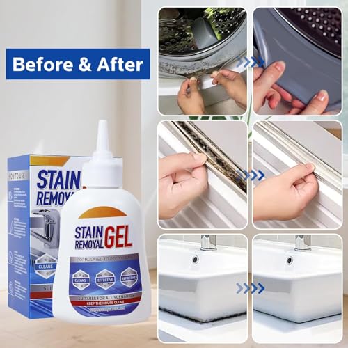 Image of VONT Mold Stain Remover Gel :Use on Washing Machine Gasket,Sink,Shower and Bathroom Grout - Front Load Washer Cleaning Solution,Heavy Duty Stain (200 ml)