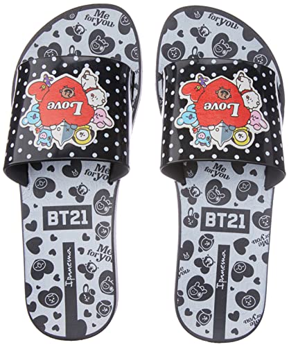 Chinelo BT21 Slide, Ipanema Kids, Crian&ccedil;a Unissex, Preto/Branco, 36