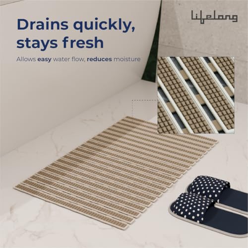 Image of Lifelong Bathmat for Home | Anti-Skid Bathroom Mat, Water Resistant Non-Slip Floor Mat for Bathroom, DIY Customisable Size Mat for Kitchen, Quick Drying Foot Mat, Silicone Suction Cup for Strong Grip