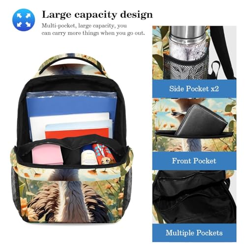 Sac à dos autruche avec trousse scolaire multicolore pour étudiants