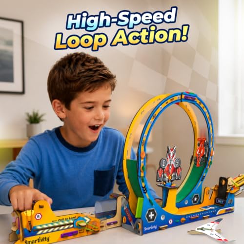 Image of Smartivity High-Speed Race Car Track with Loop for Kids 6-12 Years | 3in1- Car, Loop, Glider Plane Launcher I Build & Play I Birthday Gift for Boys & Girls Age 6,7,8,9,10,11,12 Years