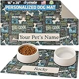 Drymate Custom Personalized Dog Place Mat - Best Friend Green - Personalized Dog Food Mat (Large - 16