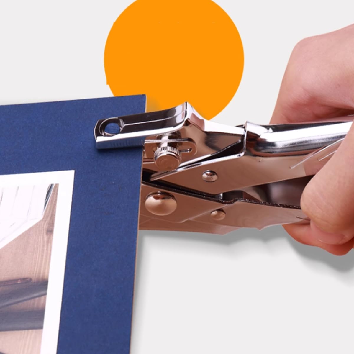 Máquina Perforadora de un Solo Agujero Taladradora de Papel A4 Perforadora Metálica Antideslizante con Recolector de Residuos, Fácil de Usar