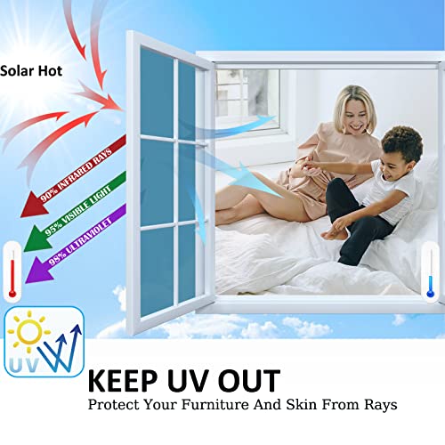 Bloss Blackout Window Film One Way Privacy Daytime 100% Uv Light Blocking Window Tint Non-Adhesive Removable Mirror Film For Home And Office, Dark Black-Sliver, 17.7 Inch*6.5 Feet #TOP5