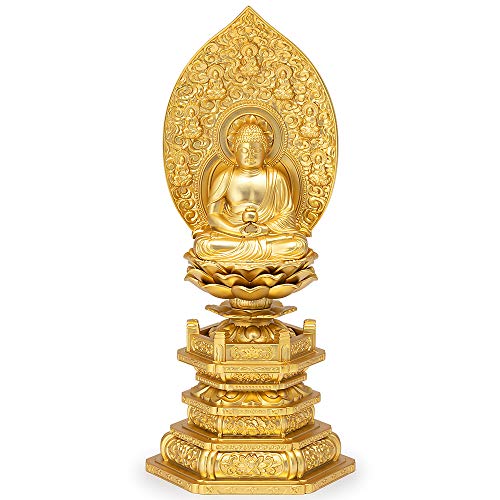 仏壇屋 滝田商店 仏像 薬師如来座像 合金製 (高さ21cm×巾9.5cm)【牧田秀雲作】◆無病息災・病気平癒・守護・厄除け・開運【滝田商店発行 証明書付】