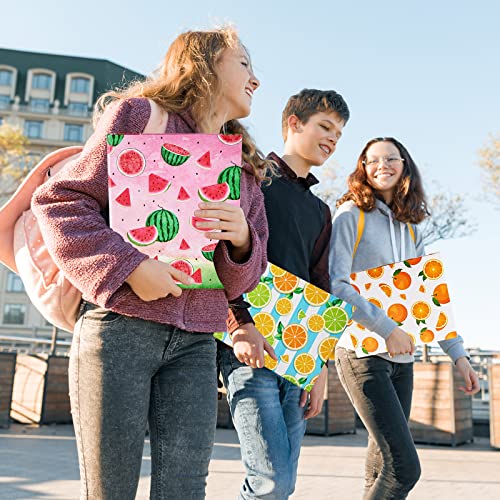 Fainne 4 Pcs Fruit 3 Ring Binder Cute Binder Lemons Strawberry Watermelon Orange Decorative 1 Inch Binder 1 Inch Round Ring With Interior Pockets For School Office A4 Paper, 9.84 X 1.57 X 12 Inch #TOP5
