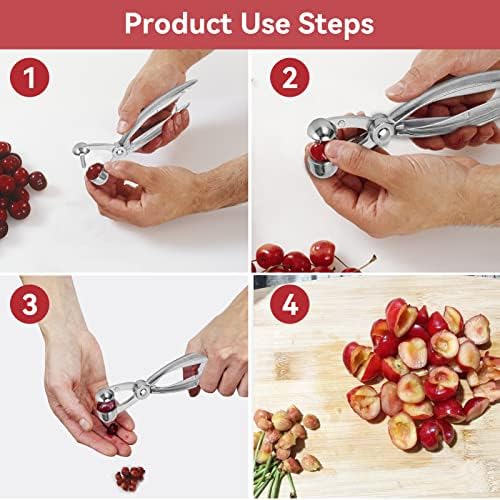 Cherry Pitter, Cherry Stoner Cherry Destoner Gadgets Aluminum Alloy Cherry Dates Pits Olive Stone Remover Chopping Tool Hand Removing Tool Easy Removal Core Squeeze Clamp Seeder Kitchen Appliances