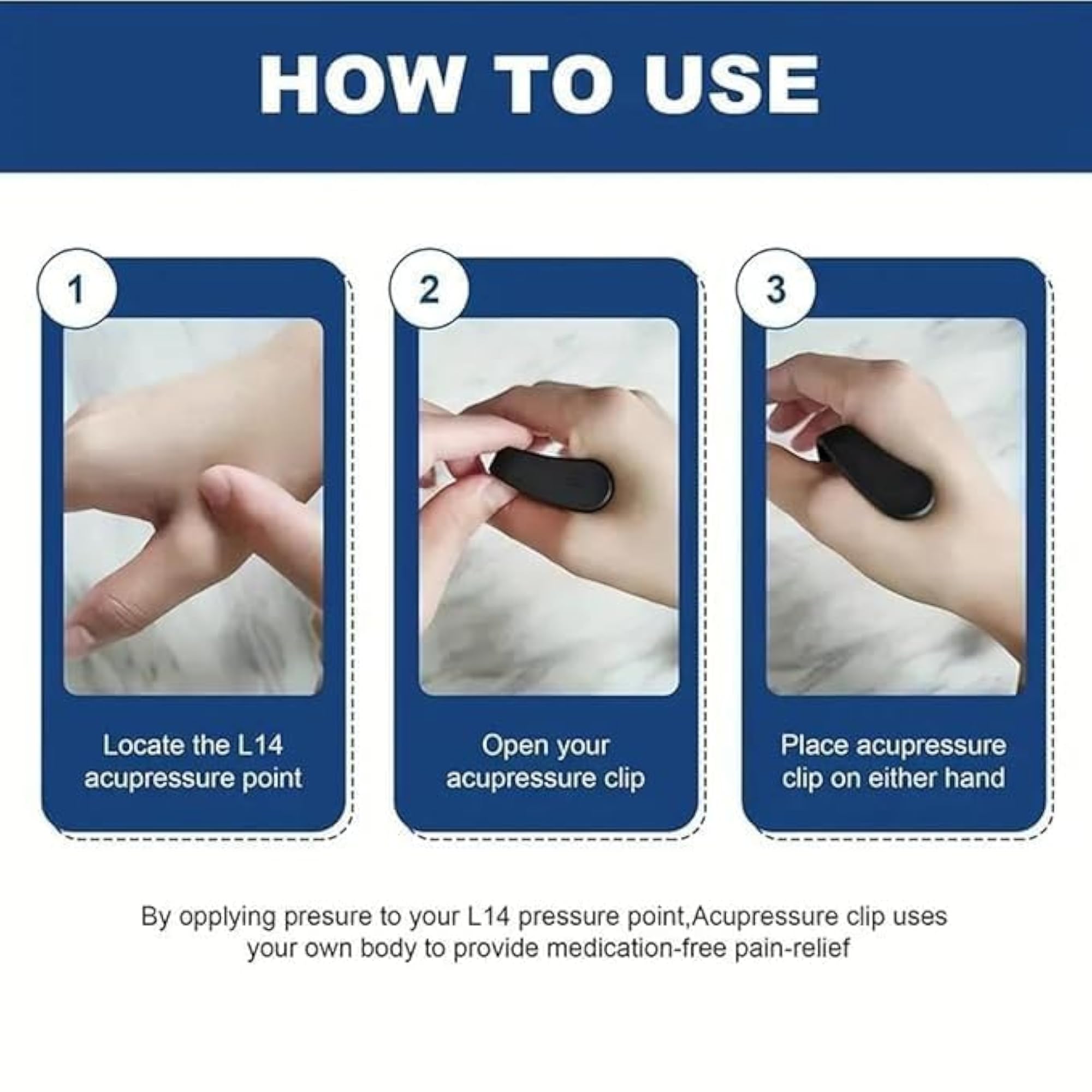 XIBO Headache Relief Wearable, Acupressure Hand Clip