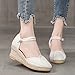 Closed Toe Sandals for Women Dressy Summer,Espadrilles Wedge Sandals for Women Linen Slip On Platform Wedge Breathable Sandals Espadrilles Fashion Buckle Strap Sandal Casual Walking Shoes