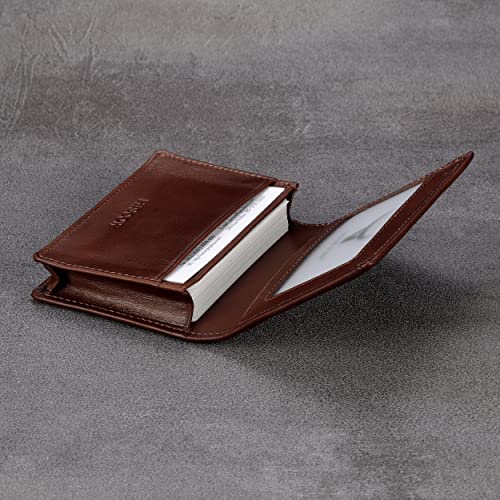 Image of HISCOW Business Card Holder with Large Compartment - Full Grain Leather