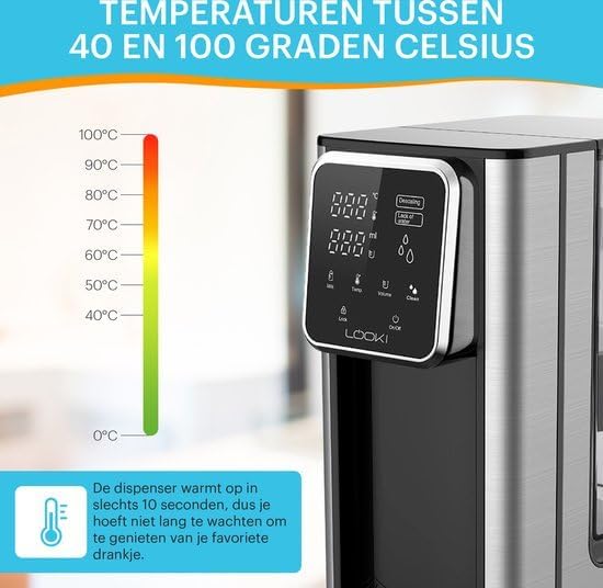 Close-up of Looki Hot Water Dispenser's LED touch display