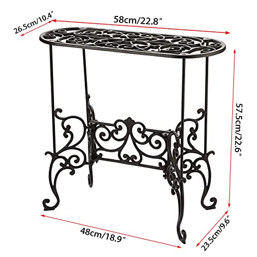 Ownmy Heavy Duty Cast Iron Plant Stand Vintage Rust Proof Flower Pot Holder, Rectangle Potted Plant Stand Rustic Large Plant Rack, Indoor Outdoor Plant Holder Metal Plant Stand For Garden Living Room #TOP2