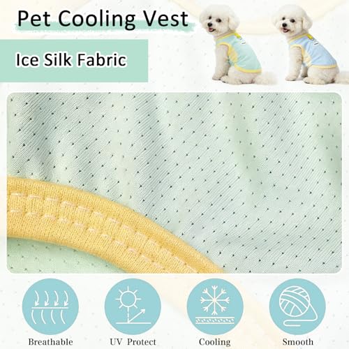 Lot de 2 gilets rafraîchissants pour chien en soie glacée respirante avec anneau en D, manteaux d'été frais pour chiens de petite et moyenne taille (vert/bleu) – vue 5