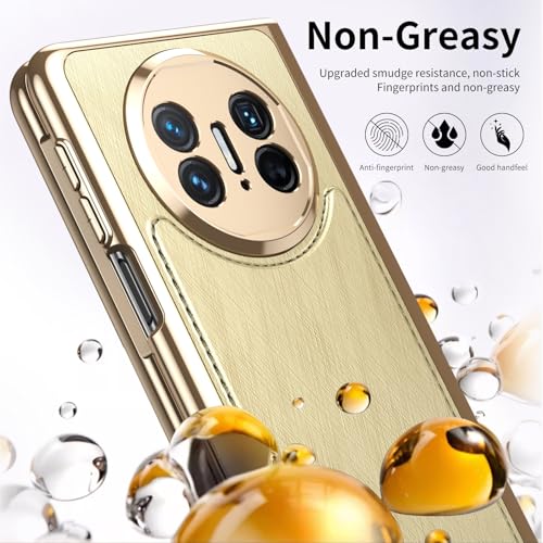 Protection intégrale Huawei Mate X3 pliante fine antichoc dorée en cuir - 3