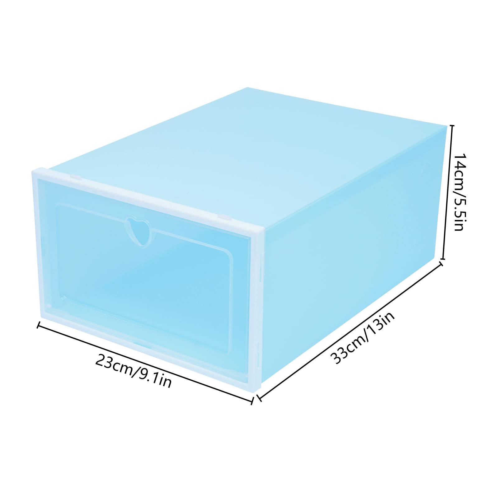 20 scatole per scarpe, 33 x 23 x 14 cm, trasparente, impilabili, in plastica, per uomini e donne (blu)