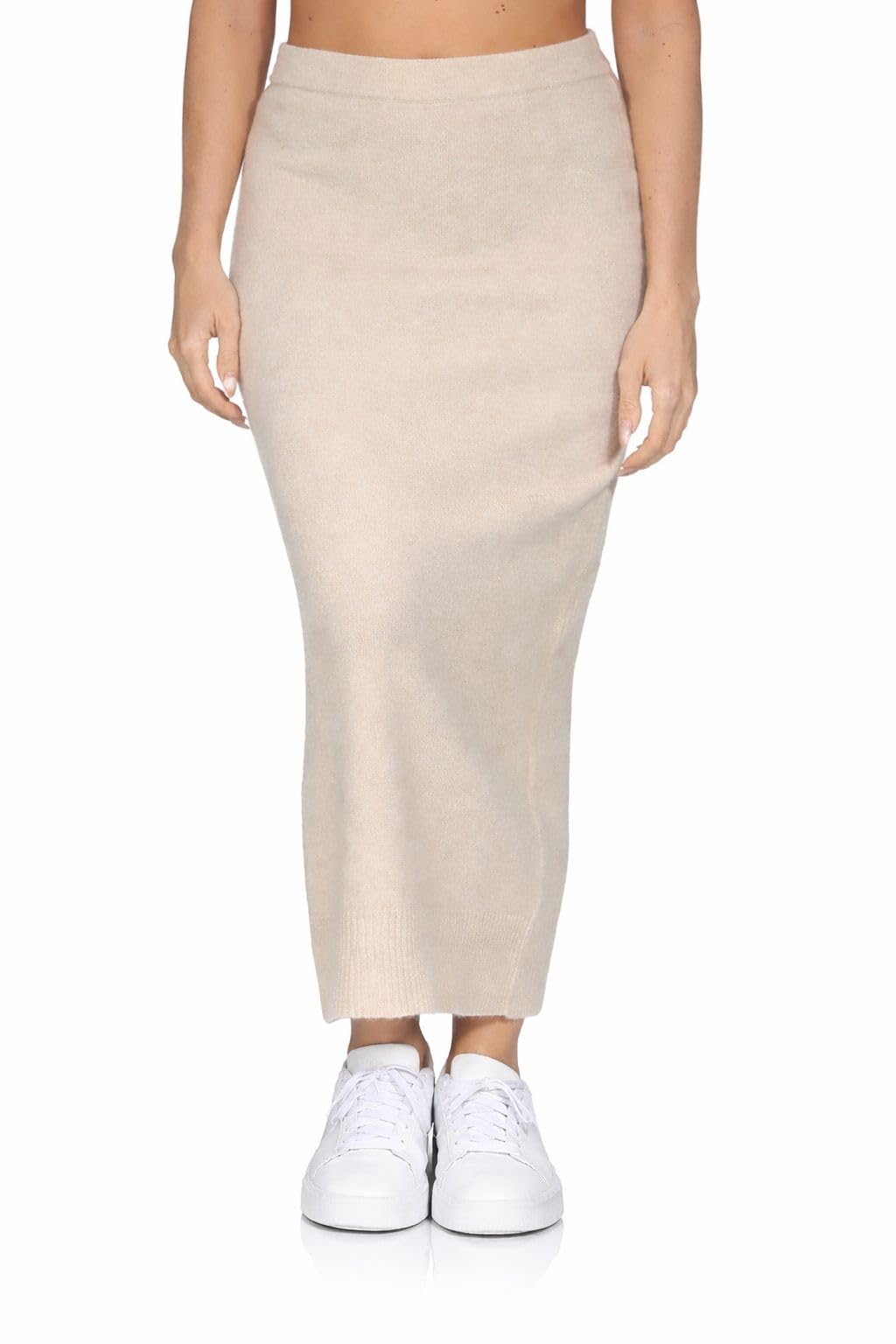 ONLY Damen Maxi Strickrock gestrickter Bleistiftrock wadenlang mit Schlitz ONLHouston
