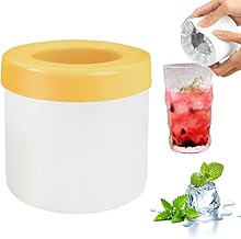 Small Ice Maker Cup, Cylinder Silicone Ice Cube Molds, Mini Ice Maker Cube Tray, Decompress Ice Lattice Ice Cube Trays for freezer, 60 Ice Cubes, Easy-Release (Yellow-White)