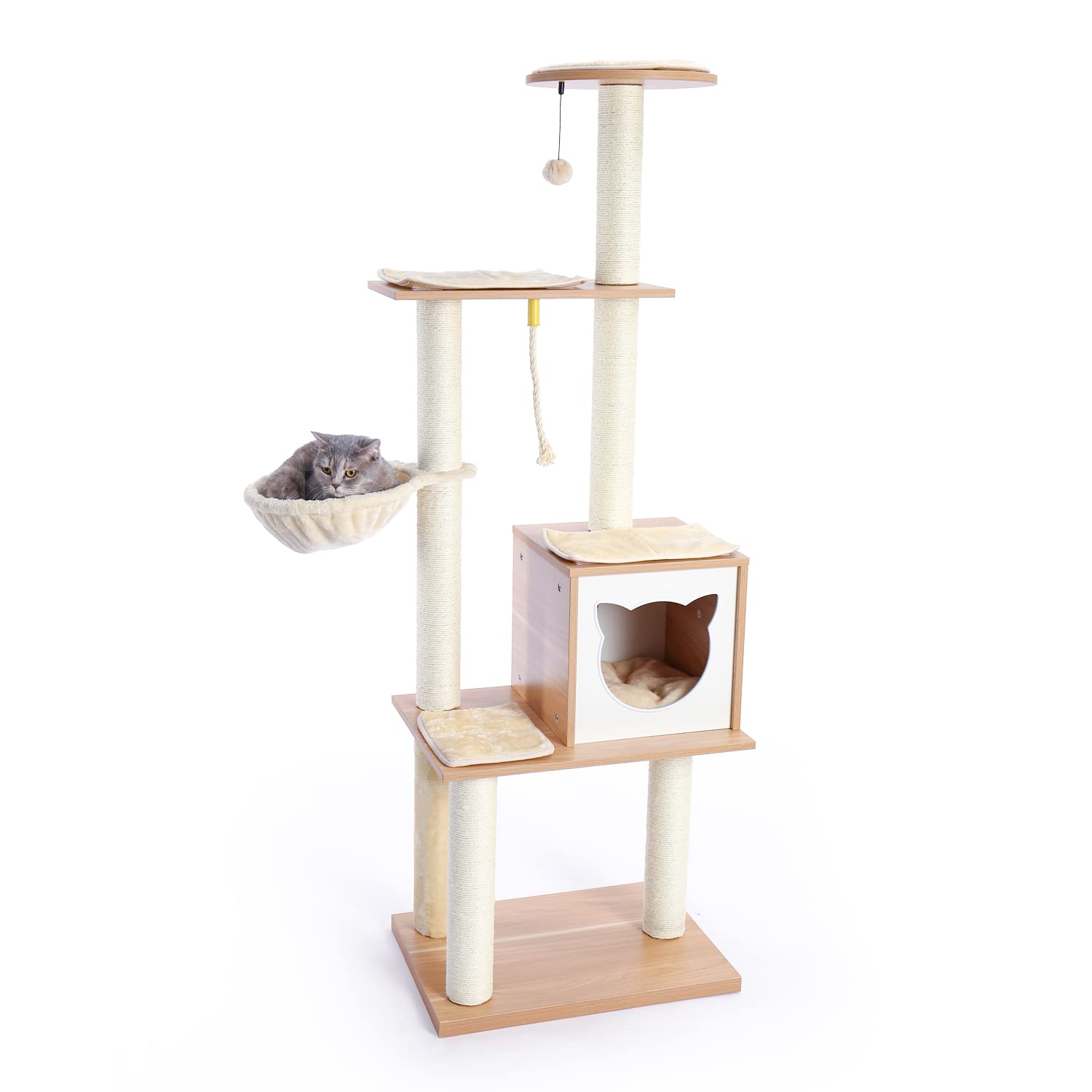 Buy PETEPELA Cat Tree Cat Tower for Indoor Cats 65.6 Inches Modern Wood