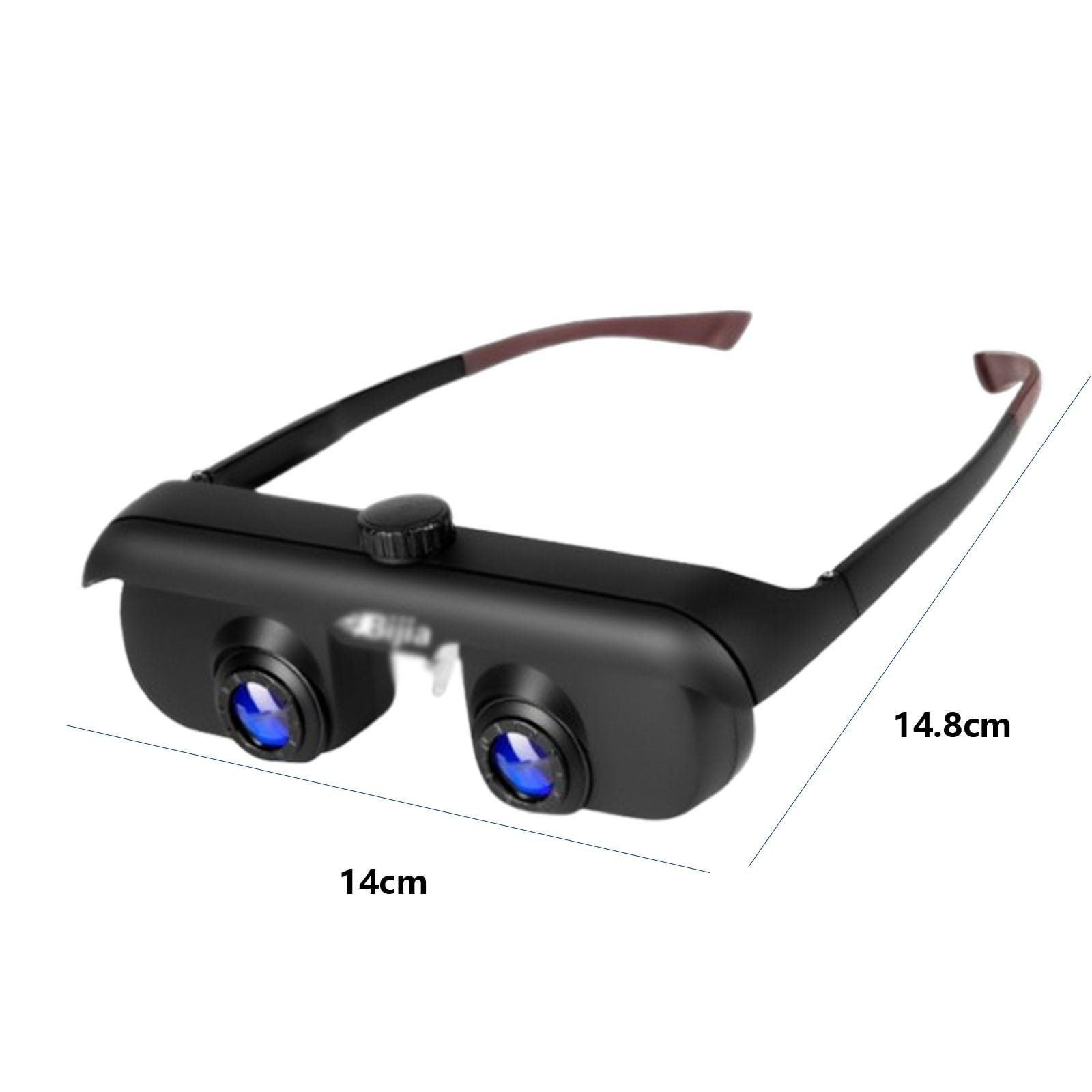 Ergonomische 4-fache Lupenbrille mit Blendschutz und UV-Schutz für Konzerte, Angeln und Senioren(Black,14.8 * 14cm)