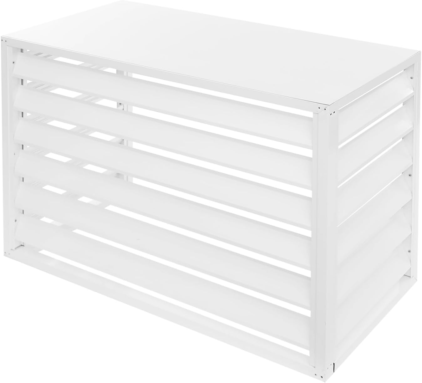 Air Conditioner Fence with Cover, Mini Split Condenser Cover 39.3 x 27.5 in, Zinc Steel Air Conditioner Fence Panels, FreeStanding Rectangular Aluminum Split Ac Covers for Swimming Pool Pumps (White)