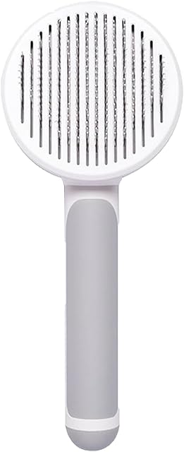 PAIKOE Self Cleaning Brush for Dogs and Cats, Pet Grooming Brush, Pet Hair Brush for Removes Undercoat Loose hair, Mats, Tangled and Dirt, Massages, for all hair types Dogs and Cats (Gray)