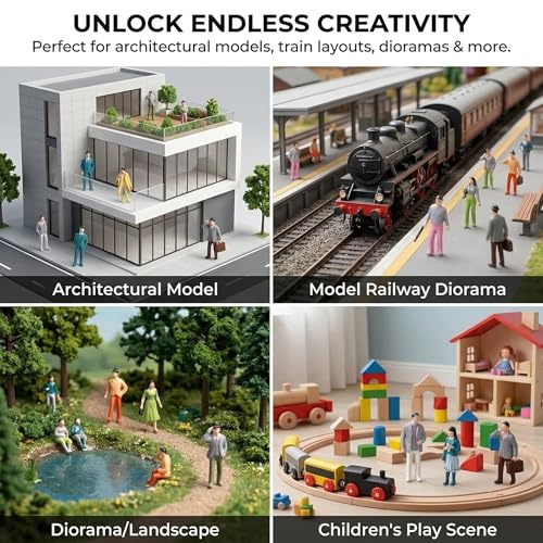 KAHZOR 50 Stück Mini Figuren Menschen, 1:75 Kleine Figuren Menschen, H-25Mm Für Bauen Mini Figuren Menschen Museum, Modelleisenbahn Zubehör, Miniatur Menschen Figuren, Puppen Action Figuren