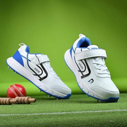 Image of DNINE Classic Men Bowling Spikes Cricket Shoes White /Orange & White /Blue