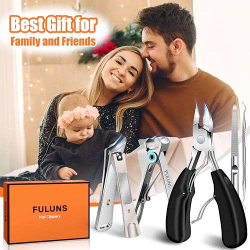 FULUNS Toenail Clippers Set for Thick Nails - 5-in-1 Kit with Code
