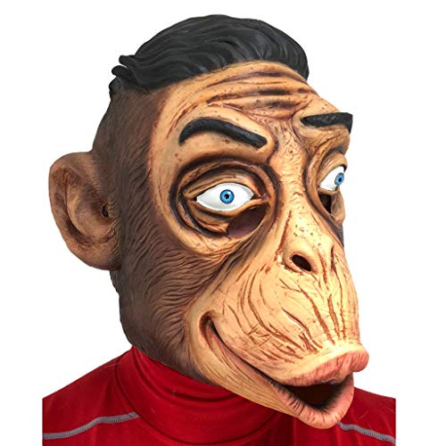 Macacão engraçado, adulto, tamanho único, látex, circo, zoológico, cara de chimpanzé, máscara de animal, disfarces, Halloween, capuz, gorila, Castanho