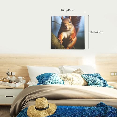 Toile murale écureuil design poétique - Tableau nature douceur maison
