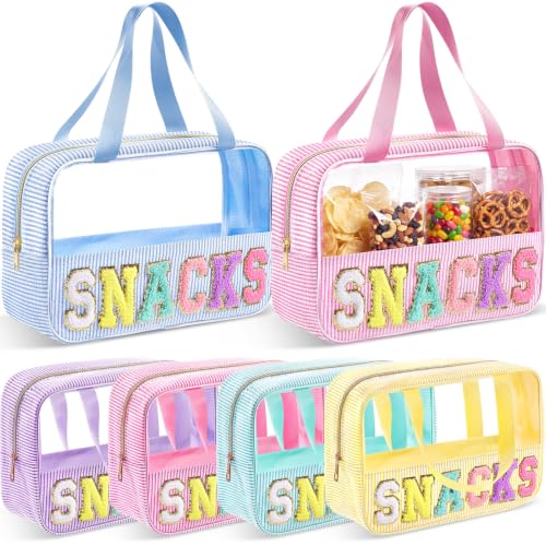 Sanwuta 6 Pcs Clear Seersucker Snacks Bag, Preppy