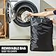 YOUDENOVA Wäschekorb mit Deckel 48L Wäschesammler schmal mit Wäschesack faltbarer Wäschesortierer Holz Bambus Wäschetruhe hoch Laundry Baskets, Schwarz