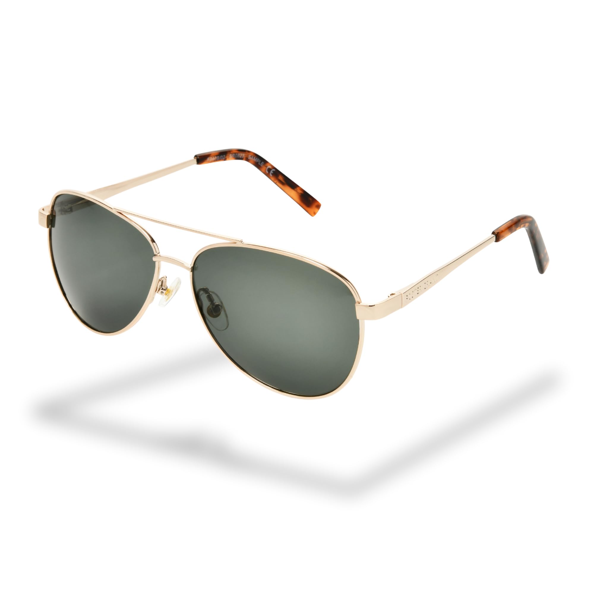Foster Grant Men's and Unisex Aviator Sunglasses – Gold-Tone Metal Frame with Double-Bridge Design, Polarised Smoke Lenses & UVA-UVB Protection for Driving