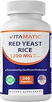 Vista 1 de Vitamatic Arroz de levadura roja, 1200 mg por porción, 240 cápsulas vegetales, fabricado en los Estados Unidos, sin OMG y sin gluten