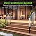 2 Pack 3 Step Handrails for Outdoor Steps, Wrought Iron Stair Railing Fits 2 or 3 Steps, Metal Hand Railing with Installation Kit, Staircase Handrails for Concrete, Porch, Deck, Exterior Steps, Black