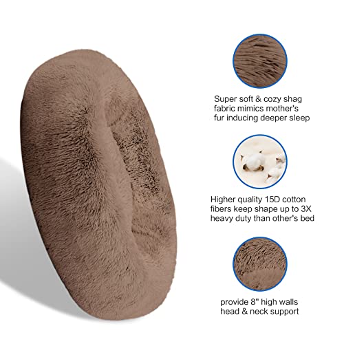 Savfox Plush Calming Dog Beds, Donut Dog Bed For Small Dogs, Medium, Large & X-Large, Comfy Cuddler Dog Bed And Cat Bed In Faux Fur, Washable Dog Bed, Multiple Sizes Xs-Xxl #TOP2