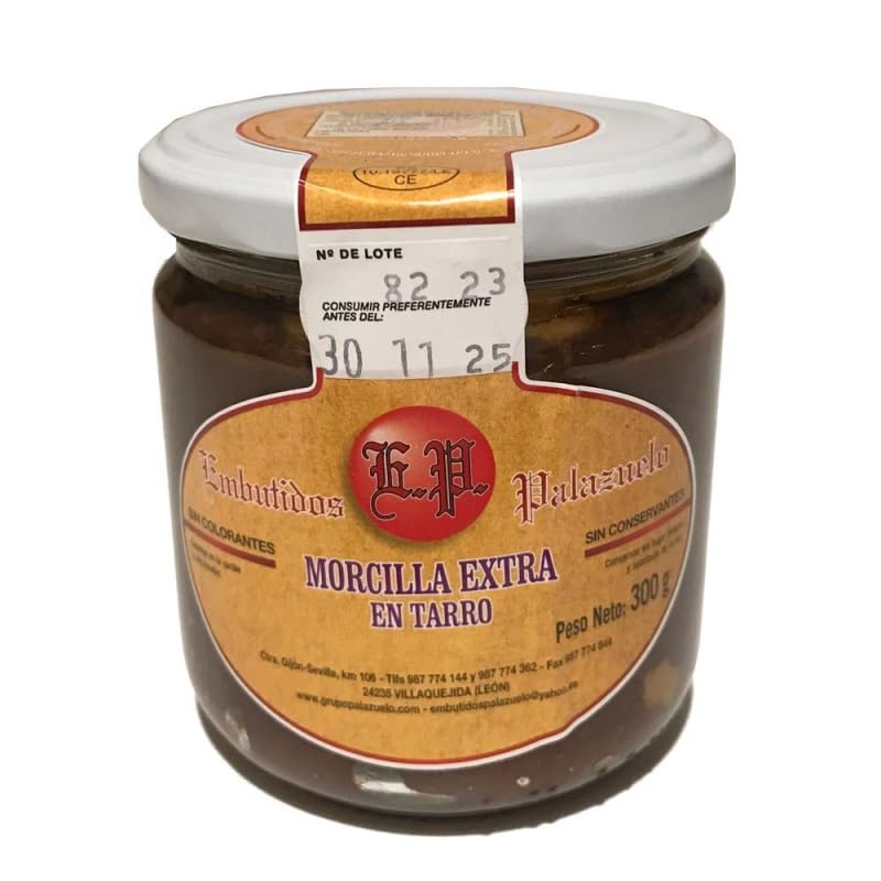 Tarro de Morcilla de León. Envasado en Tarro de Cristal. Auténtica Morcilla Casera con Denomínación de Origen León.
