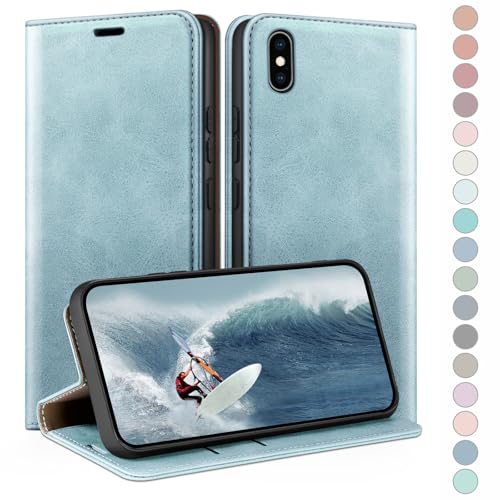 Coque iPhone XS Max cuir étui rabat portefeuille anti-choc fentes cartes
