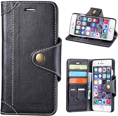 LENSUN Coque iPhone 6 Plus, Housse Etui Cuir Portefeuille avec Horizontale Rangements de Cartes et Fermeture Aimantée, pour Apple iPhone 6 Plus/ 6S Plus 5.5