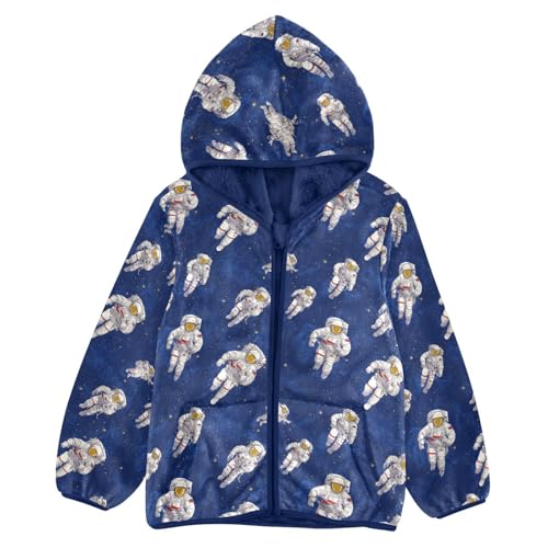 Astronaut Toddler Fleece Jacket Baby Boys Hooded Zipper Long Sleeve Thick Warm Outerwear 3-10 Years