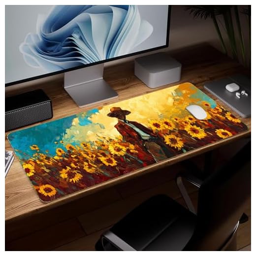 Leather Flower Desk Pad, Colorful Art Mouse Pad Large Computer Keyboard Gaming Mousepad Waterproof Desktop Protector & Cover, Decorative PU Leather Laptop Mouse Mat Home Decor 10 x 25.6 inch C34