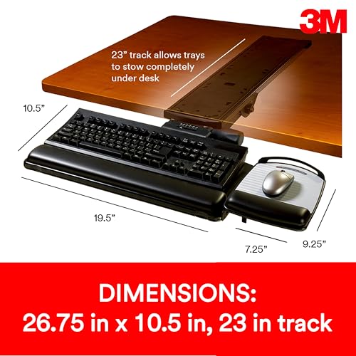 3M AKT180LE Accessoires de Clavier tiroir ergonomique pour bureau réglable