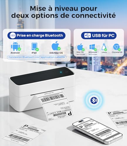 Label printer Bluetooth imprimante d'étiquettes thermique 4X6 pour corriger les erreurs de colis