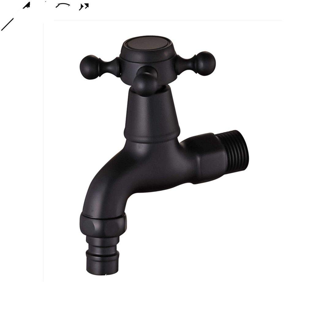 Schwarzes Messing Wandmontage Outdoor Garten Badezimmer Eckarmatur Retro Stil für Waschmaschine Bad WC Mop Pool Wasserhahn Kit