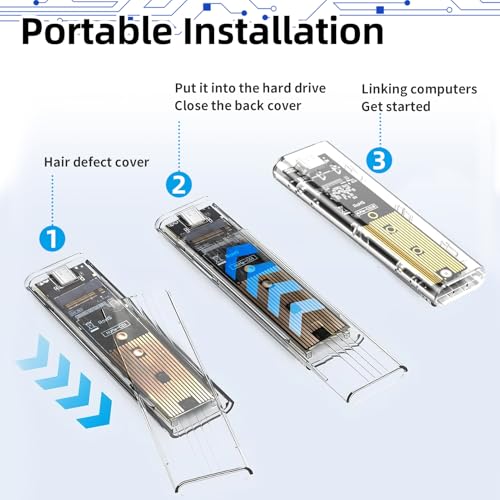 Carcasa M.2 NVMe USB C 10Gbps, Caja Externa SSD M.2 2230/2242/2260/2280 M-Key Transparente con UASP Trim, Adaptador Disco Duro SSD NVMe USB 3.1 Gen2 Plug and Play Compatible Windows Mac Linux Android - imagen 5